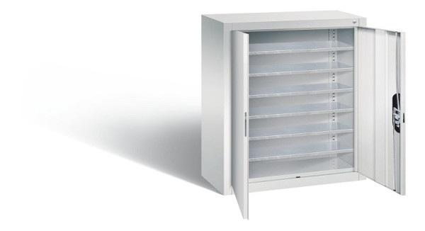 C+P tijdschriftenkast serie 13, H830xB700xD300mm, kleur: lichtgrijs, verzonken handgreep, 134013-20 S10052