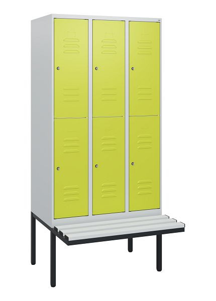 C+P dubbeldekskast Classic PLUS, 3 compartimenten, 1950x900x815mm, 7035/0024, cilindersloten, zwevende zitting, 0803405-30 S10085