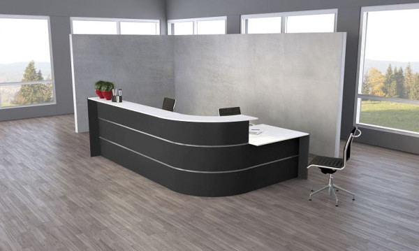 Kerkmann Bari grote L-balie met overlegruimte, B 3700 mm x D 2000 mm x H 1120 mm, kleur: antraciet, 21355813