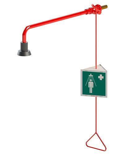 B-SAFETY lichaamsdouche, rood, vaste rozet, wandmontage uitvoering, DVGW, 306261