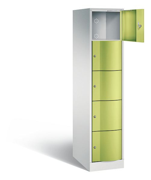 C+P XL lockerkast Resisto, H1950xB396xD640mm, kleur: lichtgrijs / virid groen, 8570-173 S10089