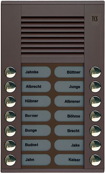 TCS audio voordeurstation serie PES 14 belknoppen (rechts/links uitgelijnd), AP brons, PES14-EB/04