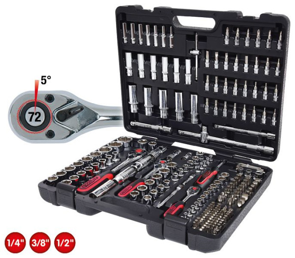 KS Tools 1/4"+3/8"+1/2" CHROMEplus dopsleutelset, 195-delig, 918.0795