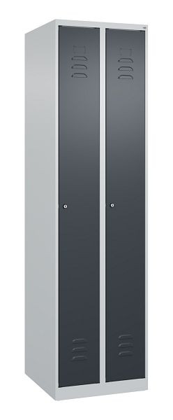C+P Umkleidespind Classic PLUS, 2 Abteile, 1850x500x500mm, 7035/7016, Zylinderschlösser, 080000-29 S10028