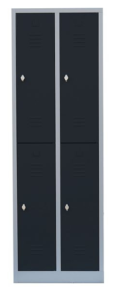 Lüllmann stalen kledingkast/garderobe, 1800 x 600 x 500 mm, lichtgrijs/antracietgrijs, 520228