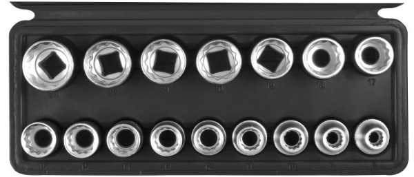 SW-Stahl dopsleutelinzetstukken, 1/2", twaalfkant, 8-24 mm, 16 stuks, 05640L