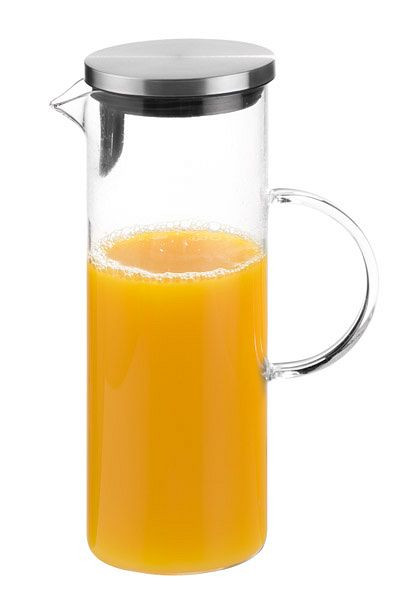 APS glazen karaf, Ø 9,5 cm, hoogte: 27 cm, 1,5 liter, glas, roestvrij staal, 10764