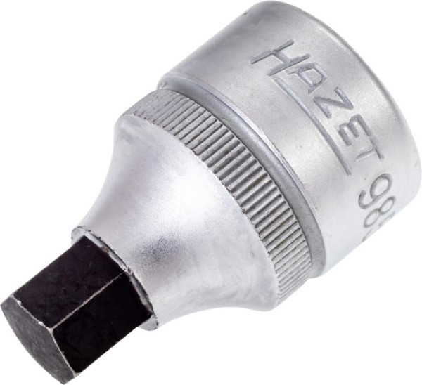 Hazet schroevendraaierdop, hol vierkant 12,5 mm, binnenzeskant profiel, 10 mm, extra kort met karteling, 985-10