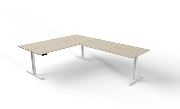 Kerkmann zit/sta tafel B 2000 x D 1000 mm met opzetelement, elektrisch in hoogte verstelbaar van 720-1200 mm, Move 3, kleur: esdoorn, 10384050