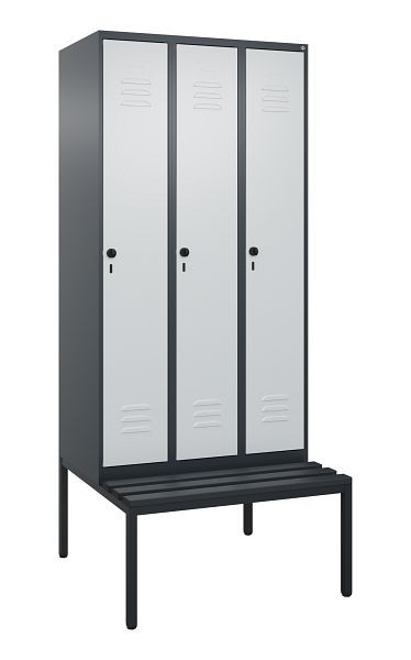 C+P luierkastje Classic PLUS, met onderbank, 3 vakken, 2120x900x815mm, 7016/7035, draaibare sluiting, 0800507-30 S10043