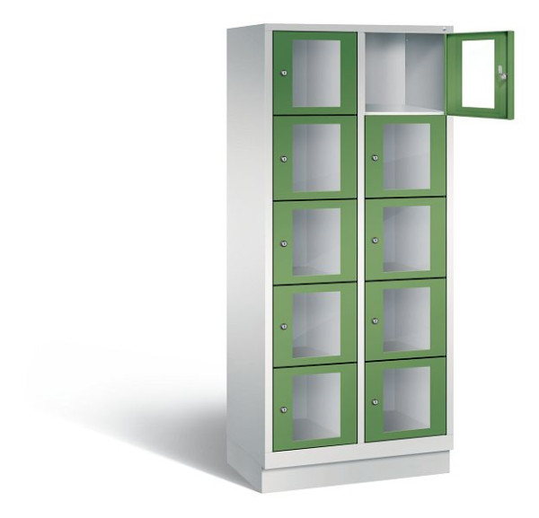 C+P lockerkast Classic, H1800xB810xD500mm, kleur: lichtgrijs / reseda groen, 8020A225 S10004