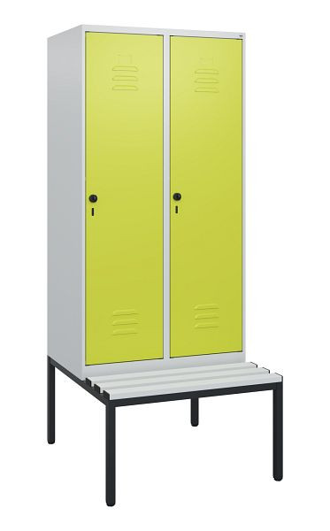 C+P luierkastje Classic PLUS, met bank eronder, 2 vakken, 1950x800x815mm, 7035/0024, draaibare sluiting, 0800505-22 S10040