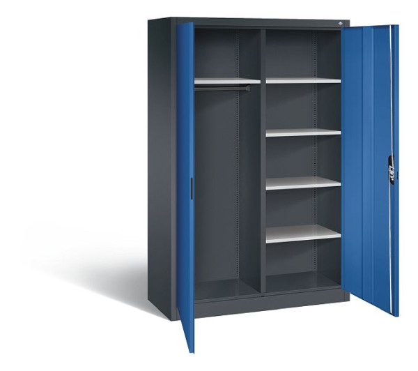 C+P archief-/garderobekast Acurado, H1950xB1200xD500mm, kleur: zwartgrijs / gentiaanblauw, verzonken handgreep, 9480-30 S10023