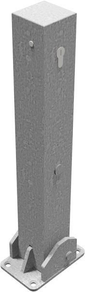 Schake afzetpaal stalen buis 70 x 70 mm opklapbaar, met profielcilinderslot 500 mm bovengronds, thermisch verzinkt, zonder oog, 4715UZ