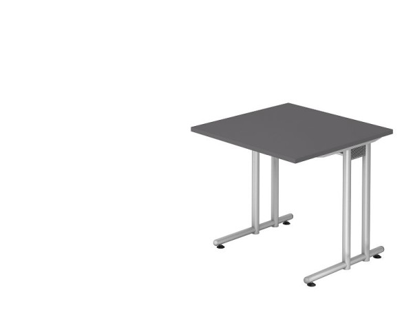 Hammerbacher bureau C-poot 80x80cm grafiet/zilver, VNS08/G/S