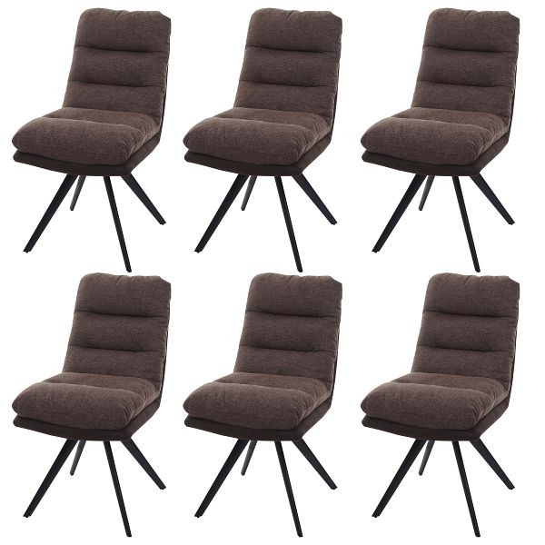 Mendler set van 6 eetkamerstoelen HWC-G66, keukenstoel, draaibare auto-position stof/textiel, bruin-donkerbruin, 6x89713