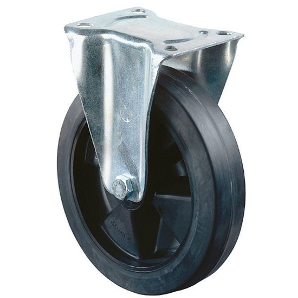 BS-rollen transportrol, vaste rol, wielbreedte 30 mm, wiel-Ø 100 mm, draagvermogen 140 kg, zwarte elastische banden, kunststof, VE = 4 stuks, L410.B60.100