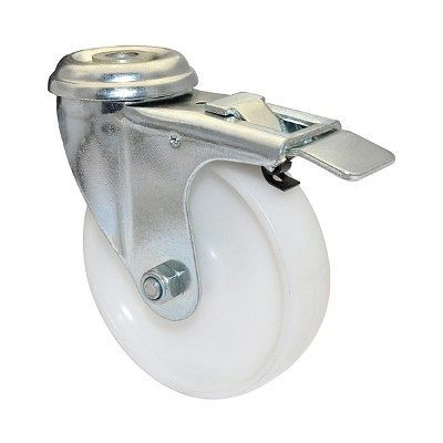 WAGNER App-Lenkrolle Rückenloch Durchmesser 100mm, PP, Gleitlager, Feststeller, Tragkraft 75kg, VE: 4 Stück, 23360001
