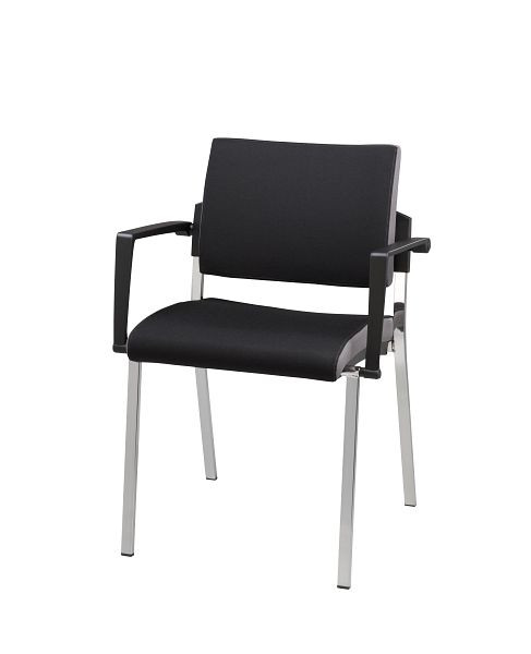 Hammerbacher bezoekersstoel, 4-poots, set van 2, zwart, hoogte 80 cm, zitbreedte 45 cm, VSBP1/D