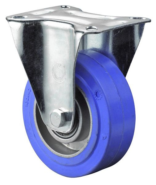 BS Rollen voor bakkerijen, bokwiel, wielbreedte 40 mm, wiel-Ø 100 mm, draagvermogen 100 kg, blauw rubber, aluminium wiellichaam, kogellager, L410.B24.100