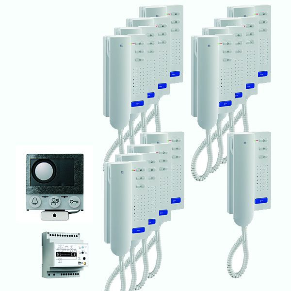 TCS audio:pack installatie voor 13 wooneenheden, met ingebouwde luidspreker ASI12000 + 13 x deurtelefoon ISH3030 + besturingseenheid BVS20, PAIH130/004