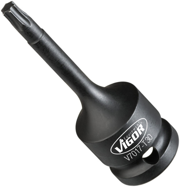 VIGOR slagmoersleutel schroevendraaierbit, hol vierkant 12,5 mm (1/2 inch), binnen TORX® profiel, T30, V7017-T30