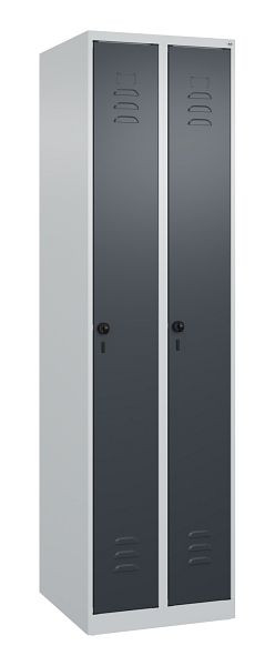 C+P luierkluis Classic PLUS, 2 vakken, 1850x500x500mm, 7035/7016, veiligheidsdraaigrendel, 080000-29 S10007