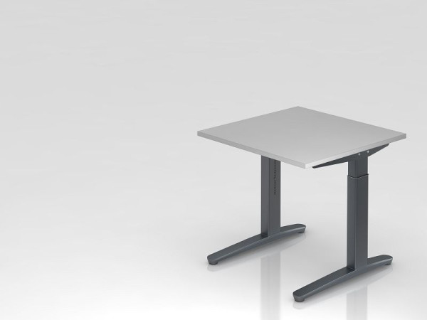 Hammerbacher bureau C-poot 80x80cm grijs/grafiet, rechthoekige vorm, VXB08/5/GG