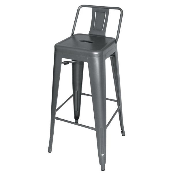 Bolero Bistro Stalen Kruk met Rugleuning Gun Metal Grey (4 stuks), DM935