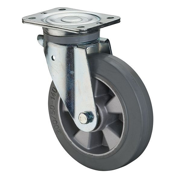 BS Rollen zwaarlastwiel, wielbreedte 50 mm, wiel-Ø 200 mm, draagvermogen 450 kg, grijze elastische banden, aluminium wiellichaam, kogellagers, N100.B83.200