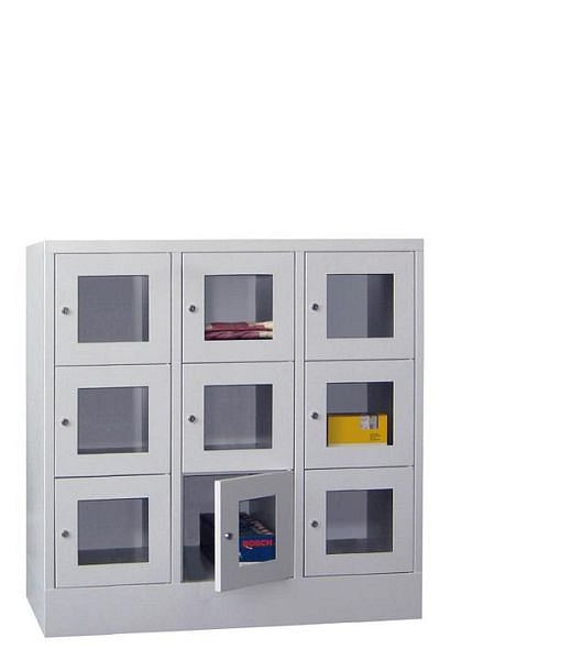 Pavoy Schließfachschrank mit Sockel 1187/500/1200, 3b x 3h, Zylinderschloss, Abteilbreite 400, Sichtfenster, 61213-334-091-910