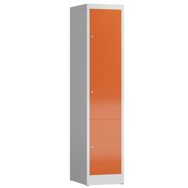 Lüllmann ClassiX lockerkast, 1 compartiment, 3 compartimenten, 1800 x 415 x 500 mm, lichtgrijs/vuurrood, X-523314
