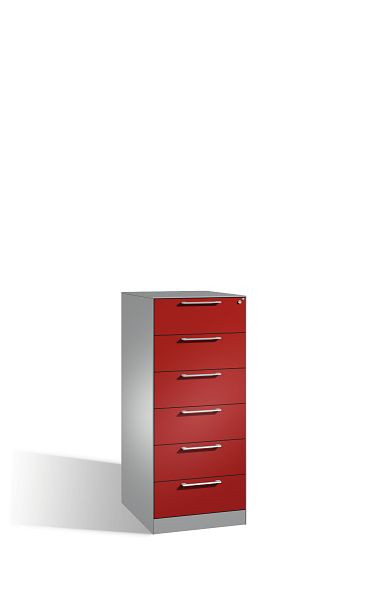 C+P archiefkast Asisto, H1310xB562xD600mm, kleur: wit aluminium/robijnrood, beugelgreep, 146224-622 S10104