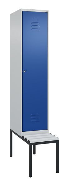 C+P luierkastje Classic PLUS met middenwand, bank, 2120x400x815mm, 7035/5010, cilinderslot, 0800507-12F S10018