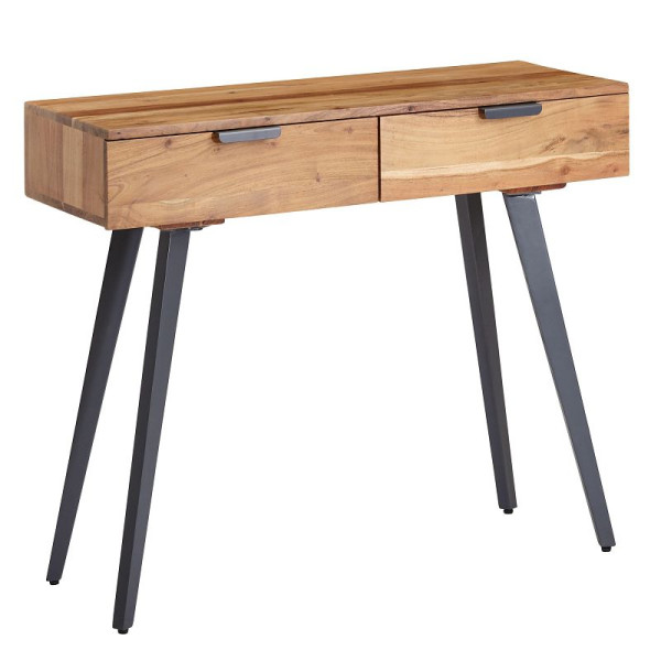 Wohnling consoletafel 90 x 78 x 36 cm massief acaciahout / metalen console met laden, WL6.155