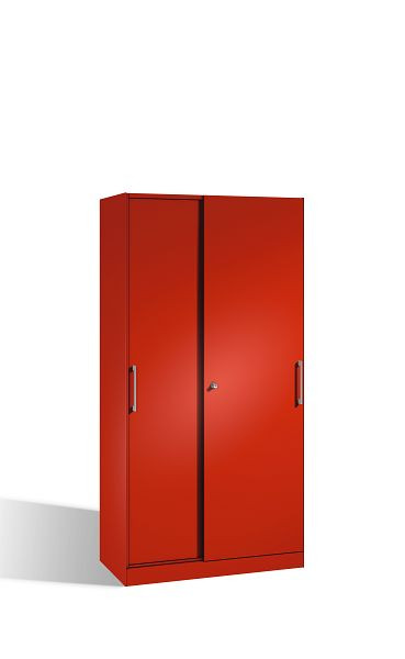 C+P schuifdeurkast Asisto, H1980xB1000xD435mm, kleur: vuurrood, beugelgreep, 5 FH, 142002-000 S10130