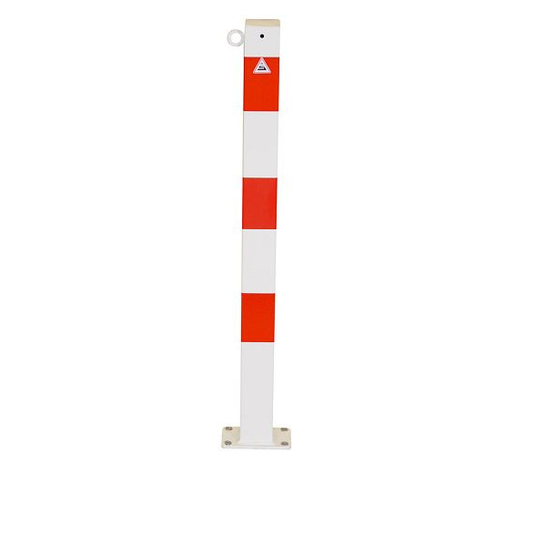 Schake slagboom kettingpaal stalen buis 70 x 70 mm sluitmechanisme, met profielcilinderslot, wit gecoat, met 1 oog, 4711PB+1