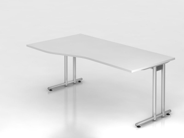 Hammerbacher bureau C-poot 180x100/80cm wit/zilver, werkhoogte 72 cm, VNS18/W/S