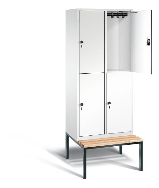C+P locker, dubbellaags Evolo, H2090xW810xD815mm, kleur: verkeerswit / decor wit, 48350-22 S10238