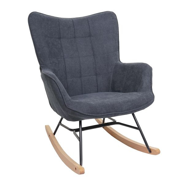 Mendler schommelstoel HWC-K36, schommelstoel, relaxstoel, tv-stoel, stof/textiel ÖKO-TEX, antraciet, 89752