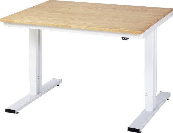 RAU werktafel serie adlatus 300 (elektrisch in hoogte verstelbaar), massief beuken blad, 1250x720-1120x1000 mm, 08-WT-125-100-B