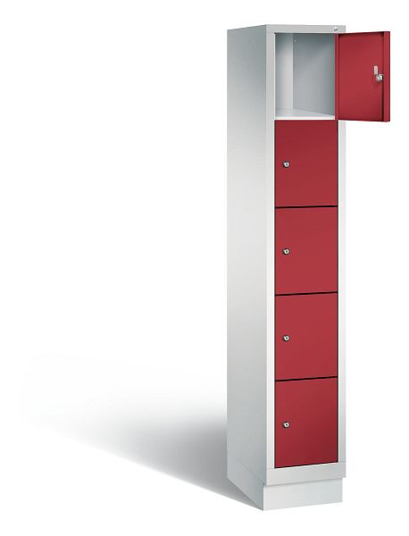 C+P lockerkast Evolo, H1800xB320xD500mm, kleur: lichtgrijs/robijnrood, 48020-105 S10004