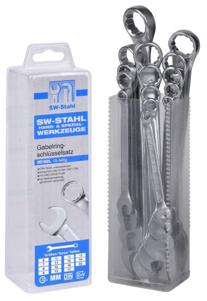 SW stalen ringsteeksleutelset, 6-22 mm, 15 stuks, 00162L