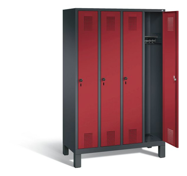 C+P Evolo locker, H1850xW1190xD500mm, kleur: zwart-grijs/robijnrood, 48010-40 S10127