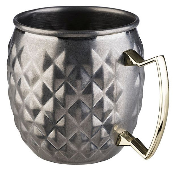 APS mok -MOSCOW MULE-, Ø 9,5 cm, hoogte: 10 cm, roestvrij staal, antieke roestvrijstalen look, inhoud: 0,5 liter, 93333