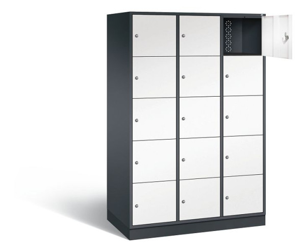 C+P XL lockerkast Intro, H1950xB1220xD590mm, kleur: zwartgrijs / verkeerswit, 8570-303 S10071