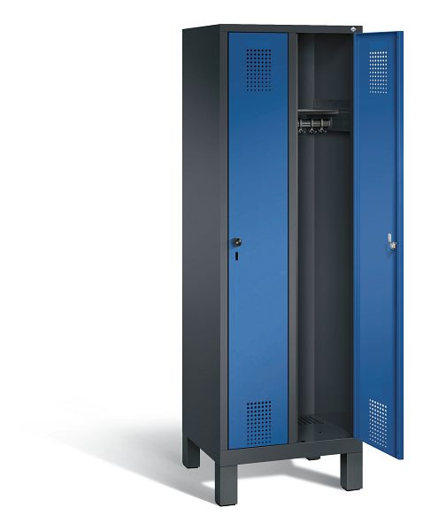 C+P garderobe Evolo, H1850xW610xD500mm, kleur: zwartgrijs / gentiaanblauw, 48010-20 S10058
