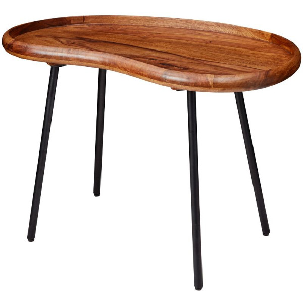 Wohnling salontafel 71x51x40 cm massief sheesham, niervorm met metalen poten, WL5.669