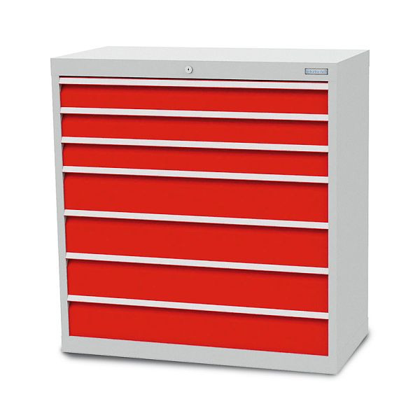 Bedrunka + Hirth ladekast, serie T500-9, met 7 lades, paneelhoogte in mm: 3x 100, 4x 150, 90.340A