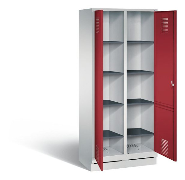 C+P washok Evolo, H1800xW810xD500mm, kleur: lichtgrijs/robijnrood, 48022-22B S10054